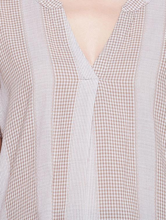 tie up checkered striped top - 15956984 - Zoom Image - 5