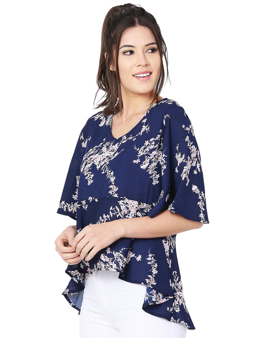 v-neck floral asymmetric top - 15957929 - Zoom Image - 2