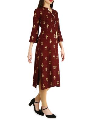 Foil print straight kurta - 15958669 - Standard Image - 2