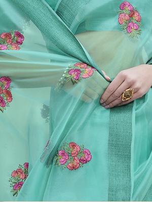 floral embroidered saree with blouse - 15963449 - Standard Image - 2