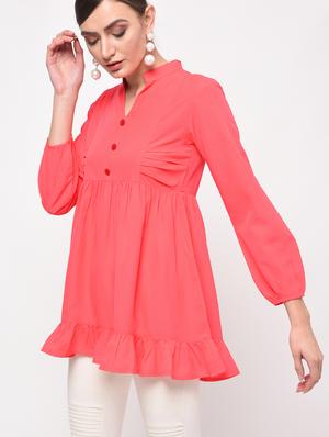 ruffled hem gathered top - 15965291 - Standard Image - 2