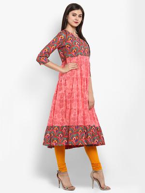 tiered printed kurta - 15966646 - Standard Image - 2