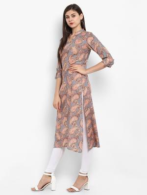 paisley straight kurta - 15966651 - Standard Image - 2