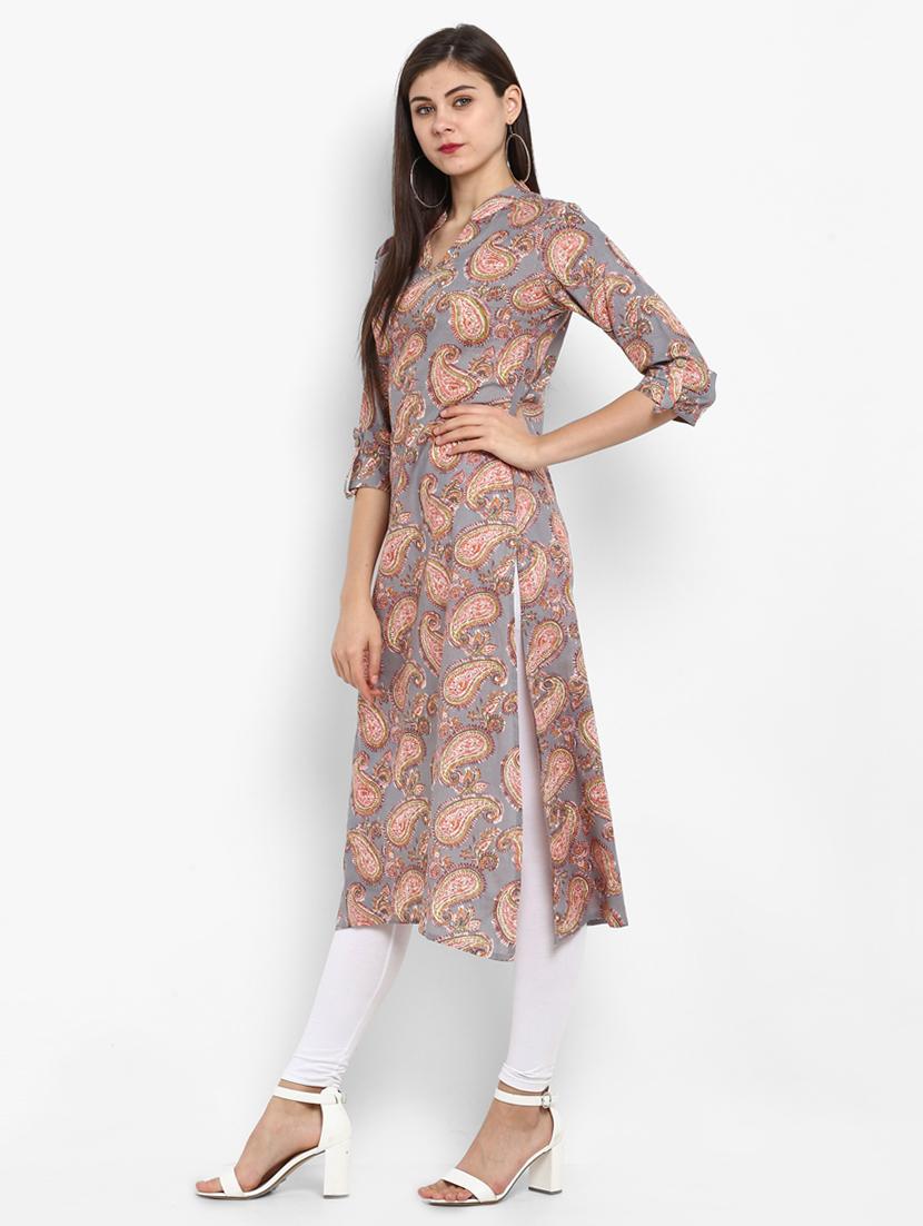 paisley straight kurta - 15966651 - Zoom Image - 2