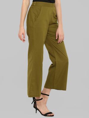 olive green flat front trouser - 15967116 - Standard Image - 2