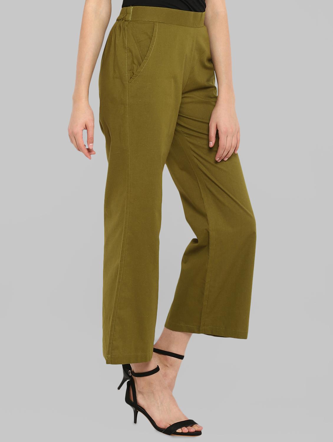 olive green flat front trouser - 15967116 - Zoom Image - 2