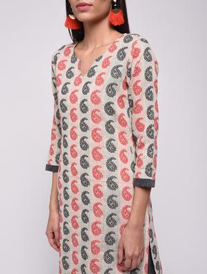 paisley printed kurta with skirt set - 15967128 - Standard Image - 5