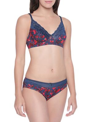 lace detail heart print bra and panty set - 15967194 - Standard Image - 2