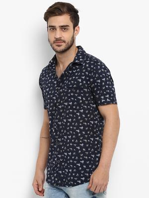 blue floral printed casual shirt - 15968499 - Standard Image - 2