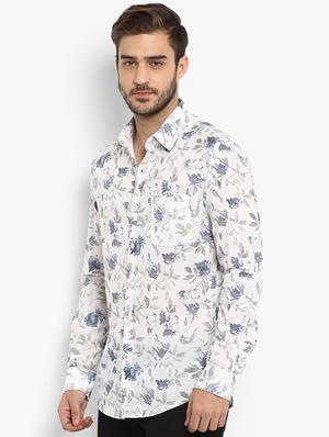 white floral printed casual shirt - 15968516 - Standard Image - 2