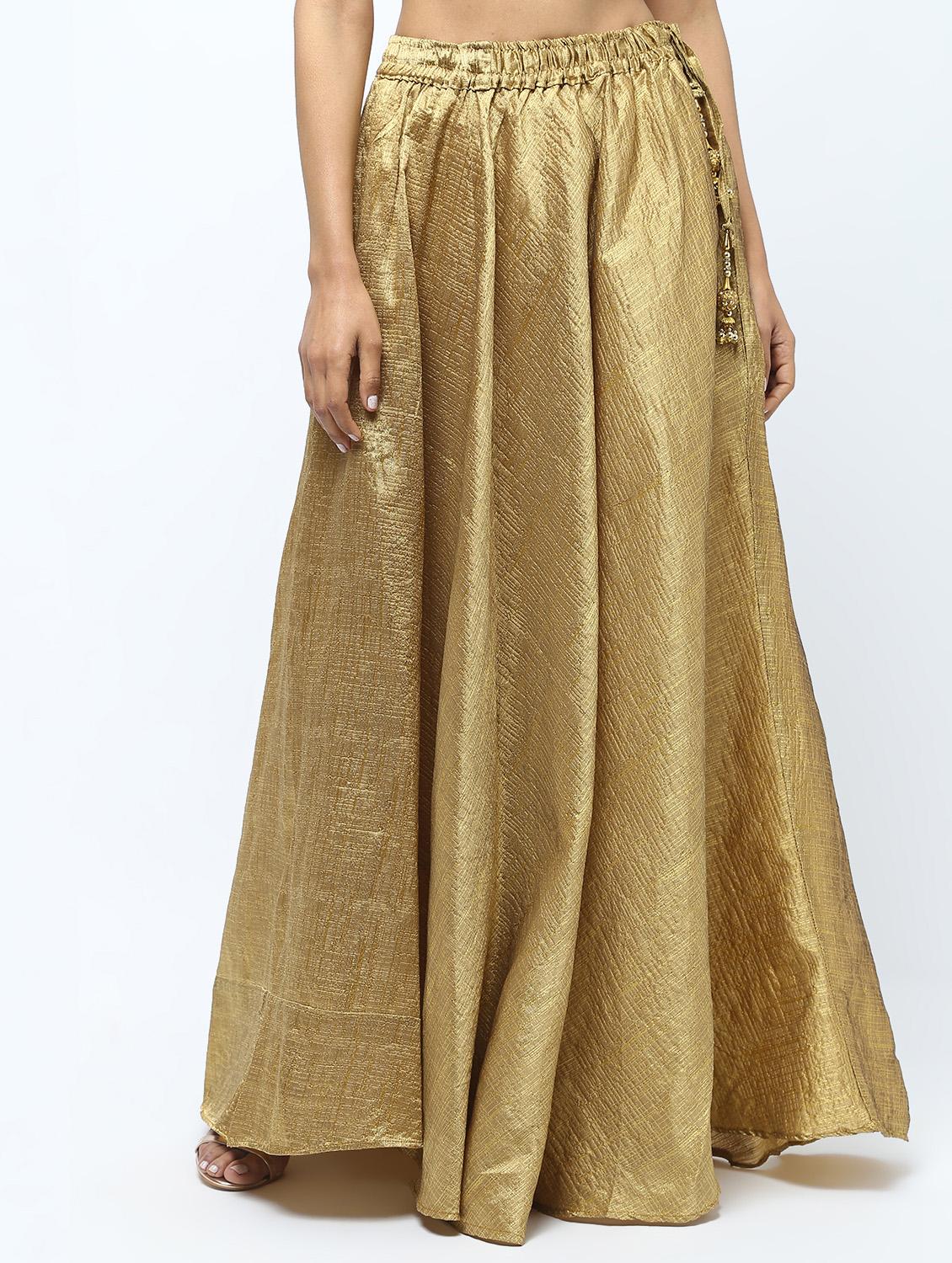 Solid brocade flared skirt - 15969158 - Zoom Image - 2