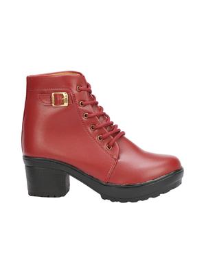 maroon ankle lace up boots - 15969554 - Standard Image - 2