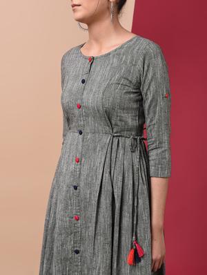 textured flared ethnic dress - 15969559 - Standard Image - 5