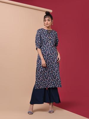 ditsy floral straight kurta - 15969563 - Standard Image - 2