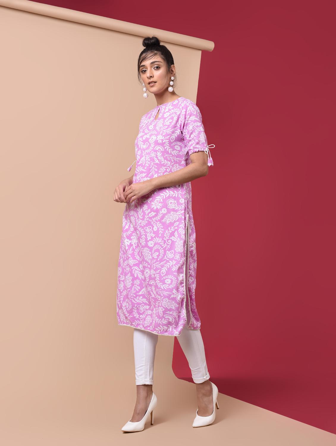 printed straight kurta - 15969569 - Zoom Image - 2
