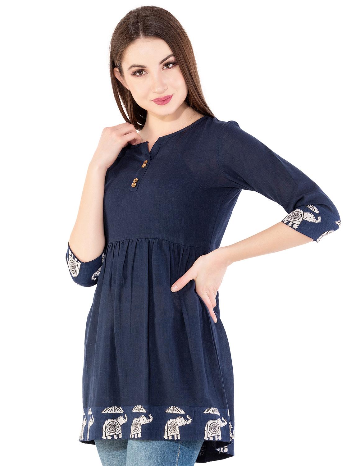 Flared solid kurti - 15970058 - Zoom Image - 2