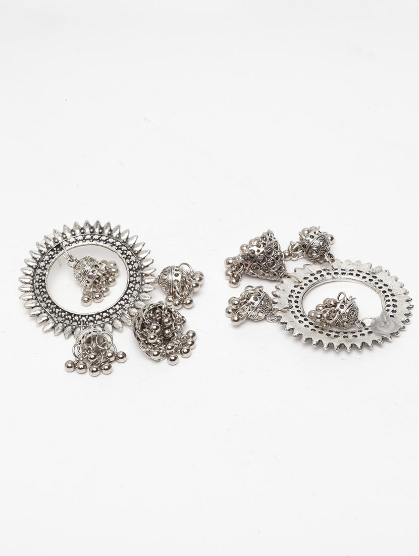 silver brass jhumka earring - 15970377 - Zoom Image - 2