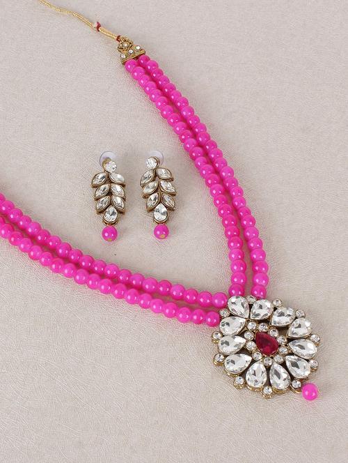 pink brass long necklace - 15970529 - Standard Image - 1