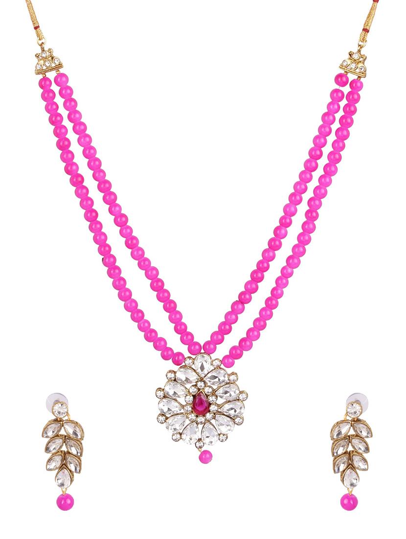 pink brass long necklace - 15970529 - Zoom Image - 2
