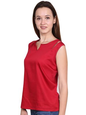 cut out detail notch neck top - 15971554 - Standard Image - 2