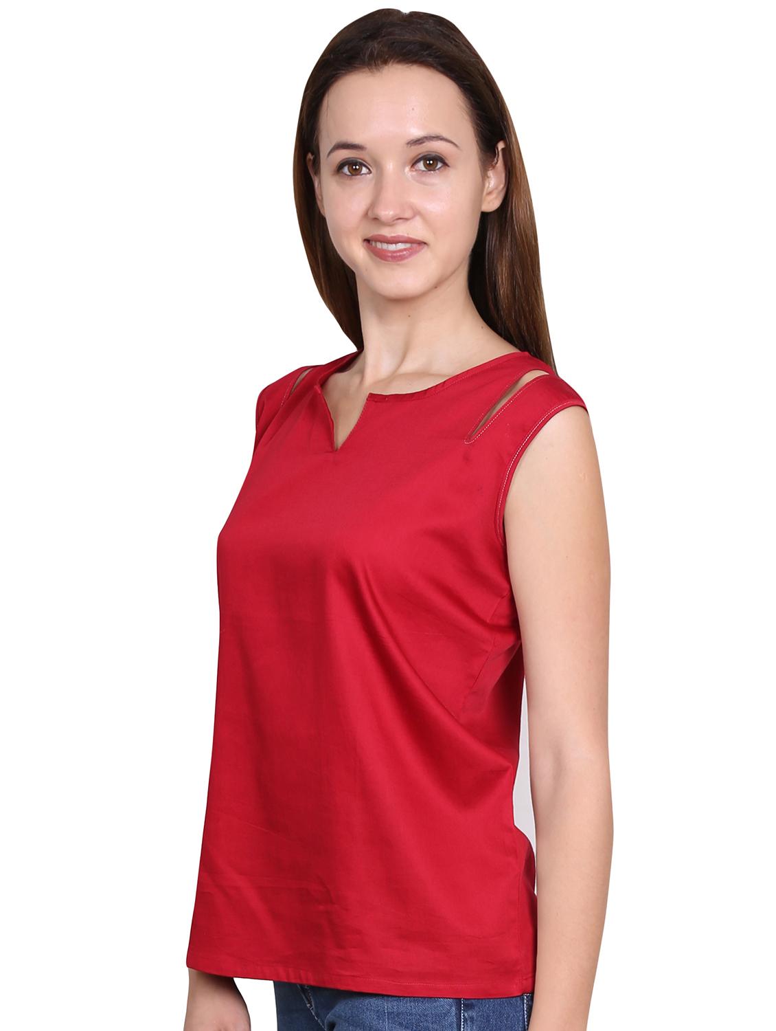 cut out detail notch neck top - 15971554 - Zoom Image - 2