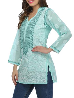 chikankari straight kurti - 15971779 - Standard Image - 2