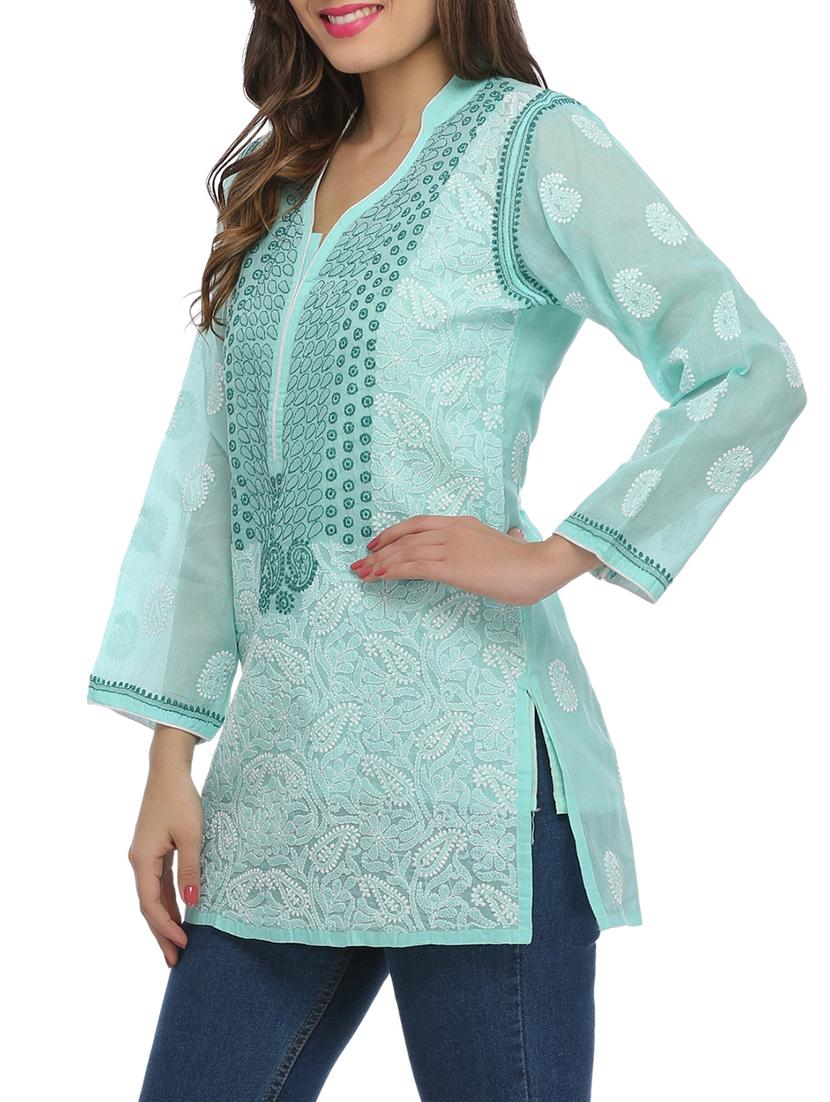 chikankari straight kurti - 15971779 - Zoom Image - 2