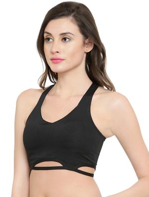 Cut out hem criss cross back sports bra - 15971854 - Standard Image - 2