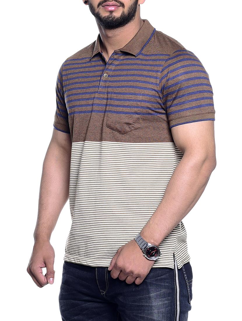 brown striped pocket tshirt - 15972717 - Zoom Image - 2