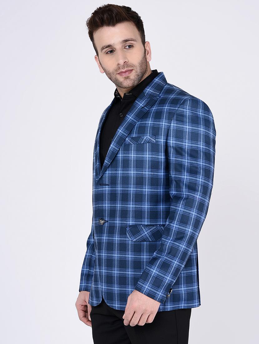 blue checkered single breasted blazer - 15973617 - Zoom Image - 2