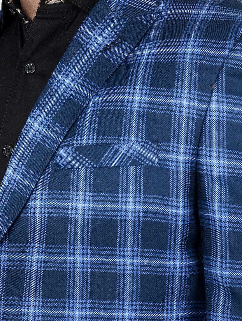 blue checkered single breasted blazer - 15973617 - Zoom Image - 5