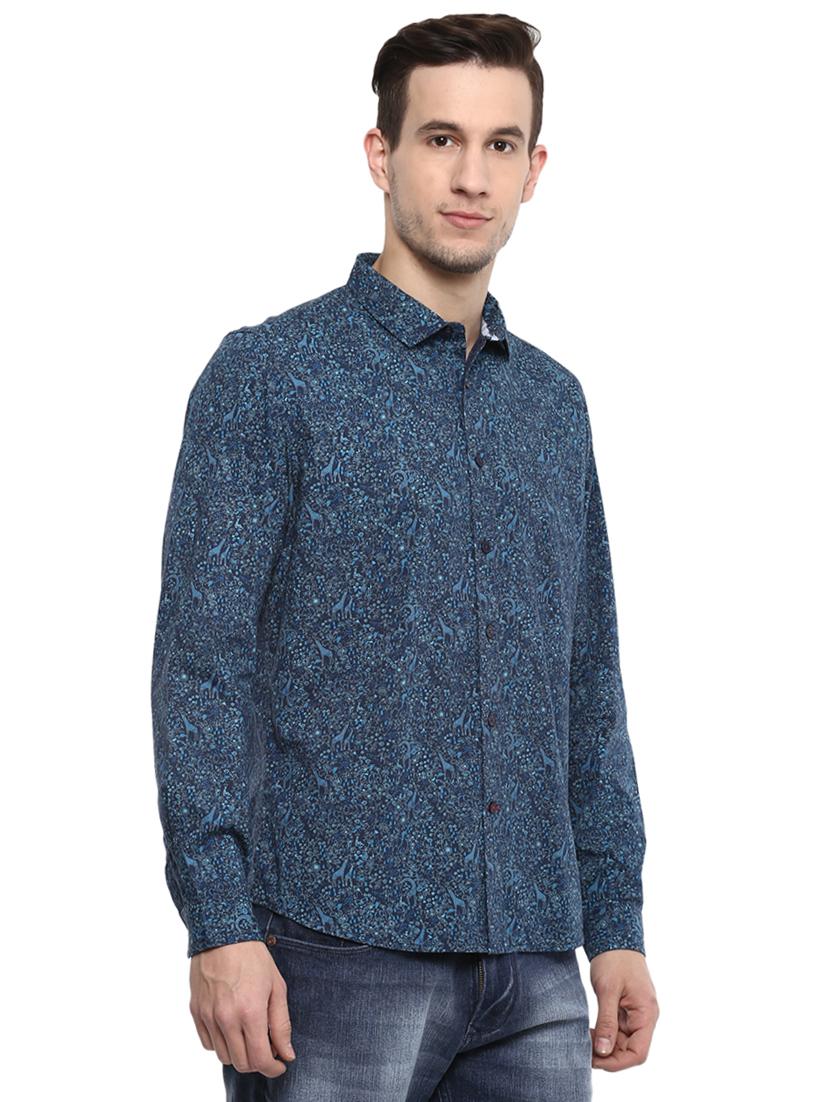 navy blue printed casual shirt - 15974095 - Zoom Image - 2