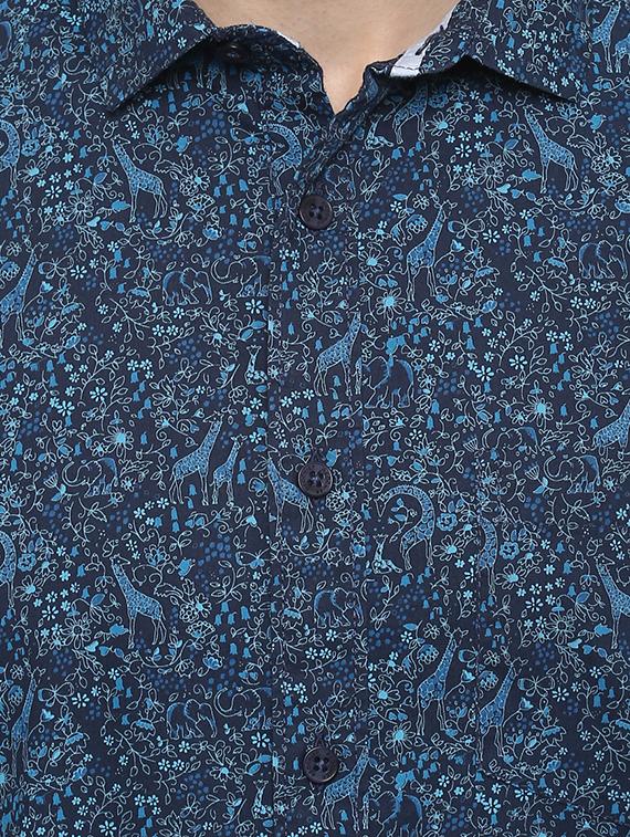 navy blue printed casual shirt - 15974095 - Zoom Image - 5