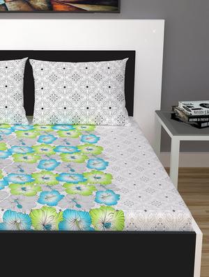 100% Cotton 144 TC Double Bed Sheet With 2 Pillow Covers - 15974189 - Standard Image - 2