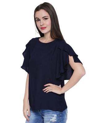 ruffle sleeved boat neck top - 15975039 - Standard Image - 2