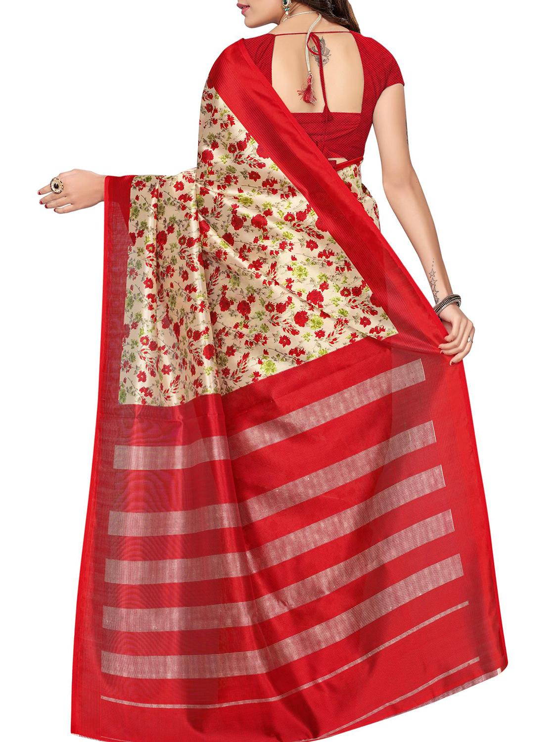 floral printed saree with blouse - 15975711 - Zoom Image - 2