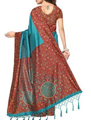 kalamkari border mysore silk saree with blouse - 15976197 - Standard Image - 2