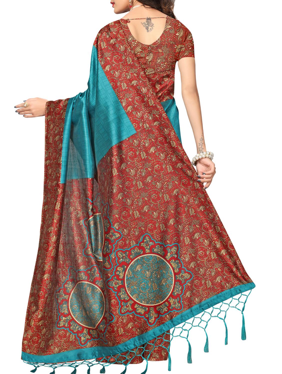 kalamkari border mysore silk saree with blouse - 15976197 - Zoom Image - 2