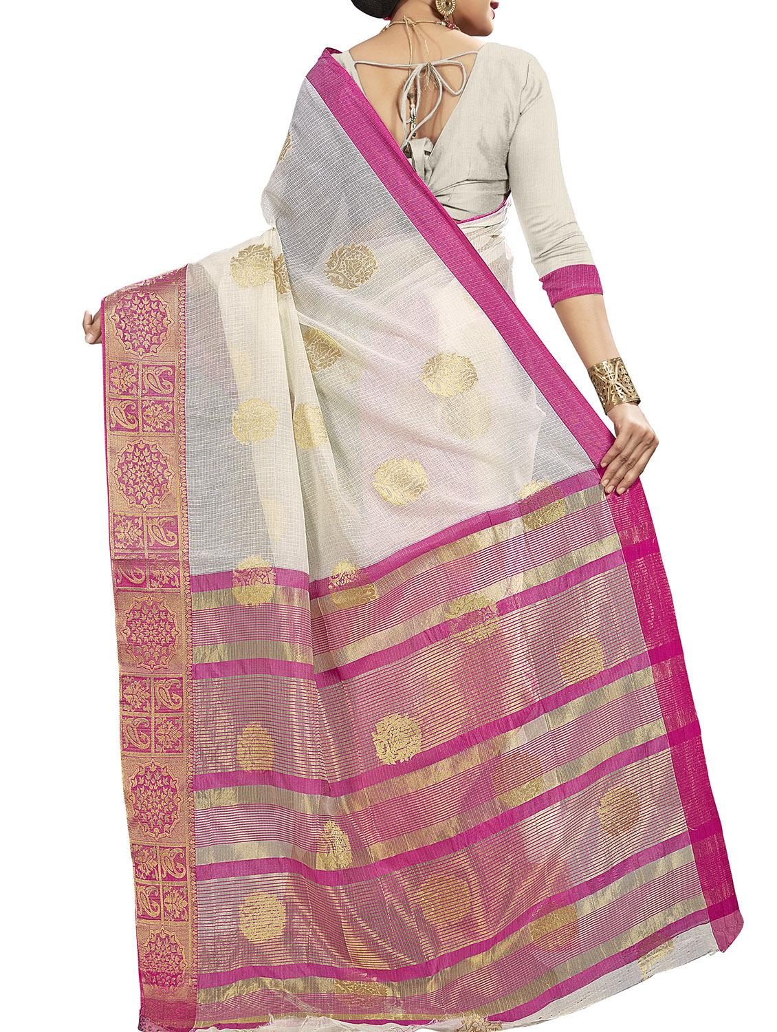 floral zari motif banarasi saree with blouse - 15977135 - Zoom Image - 2