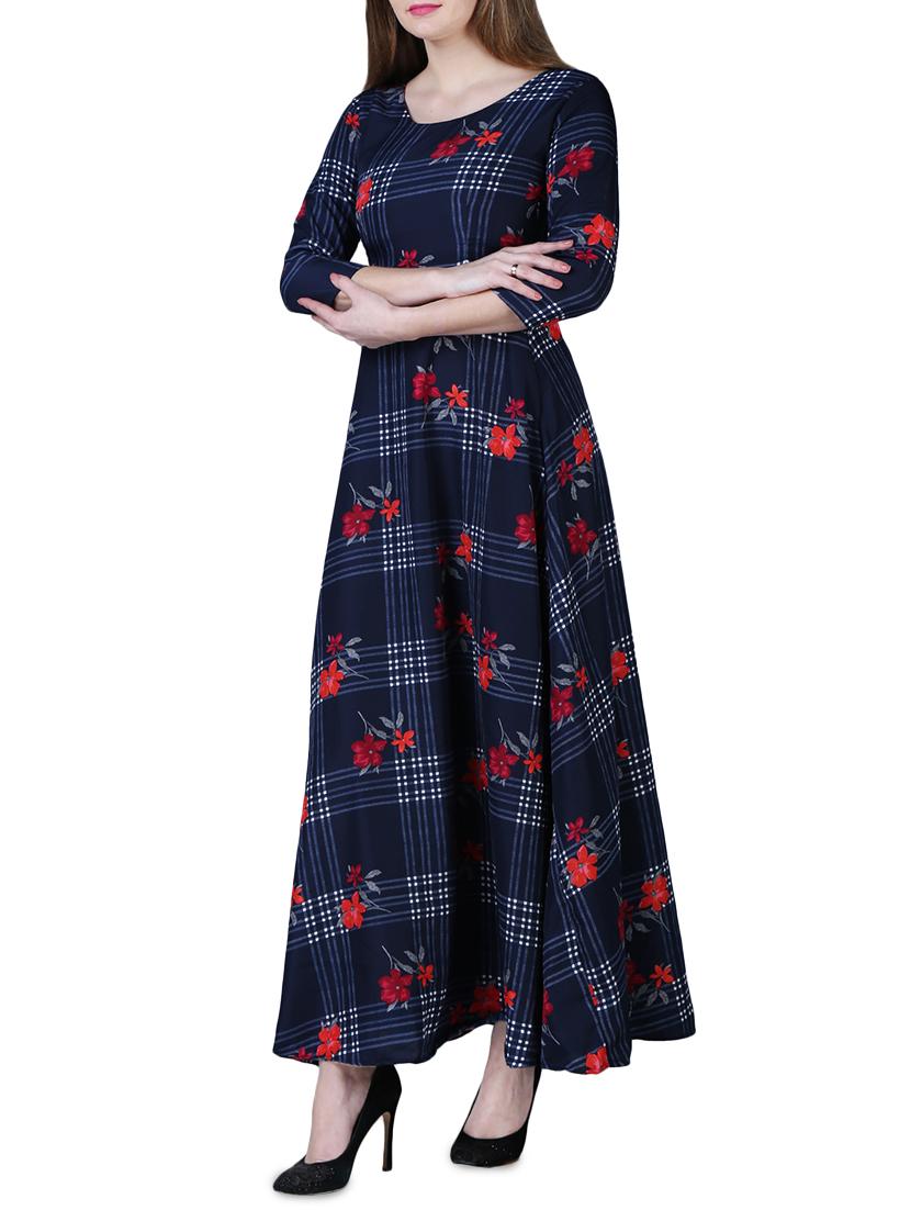floral checkered maxi dress - 15977237 - Zoom Image - 2