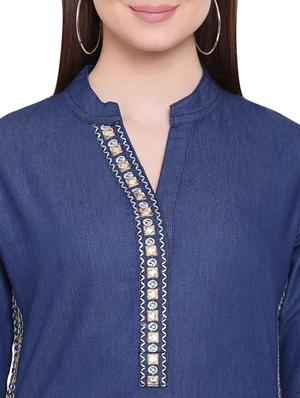 Embroiderd straight kurti - 15977287 - Standard Image - 5