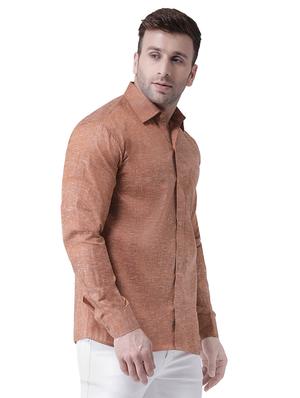 brown linen casual shirt - 15977473 - Standard Image - 2