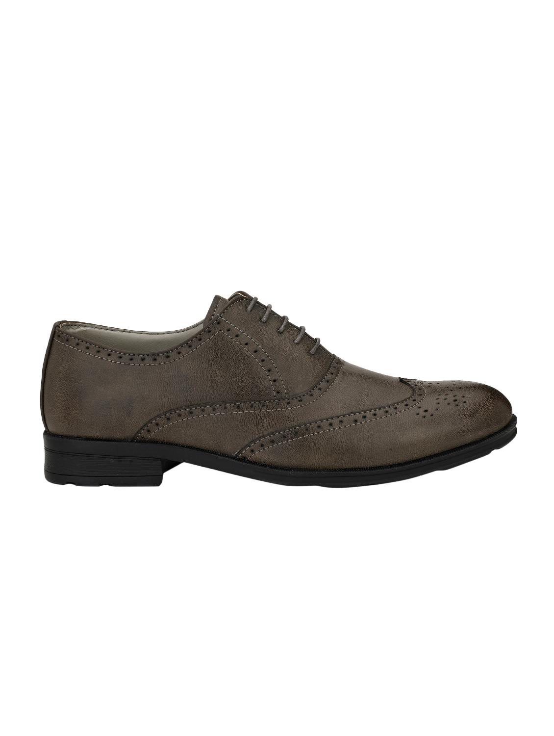 grey leatherette lace-up brouges - 15978763 - Zoom Image - 2