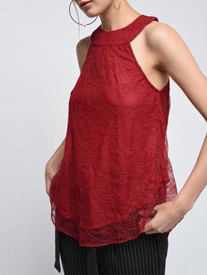 curved hem laced top - 15979211 - Standard Image - 5