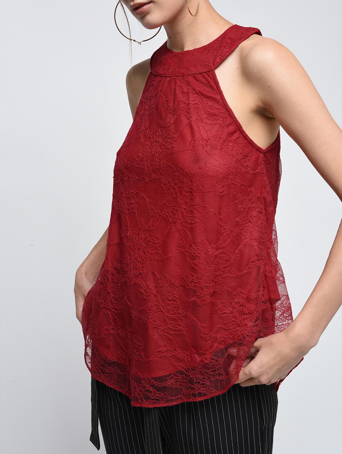 curved hem laced top - 15979211 - Zoom Image - 5