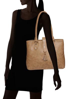 beige leatherette (pu) regular handbag - 15979461 - Standard Image - 5