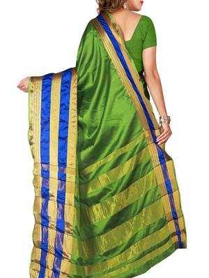 striped zari motif green woven saree with blouse - 15979616 - Standard Image - 2