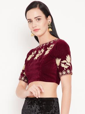 Embroidered velvet blouse - 15981305 - Standard Image - 2