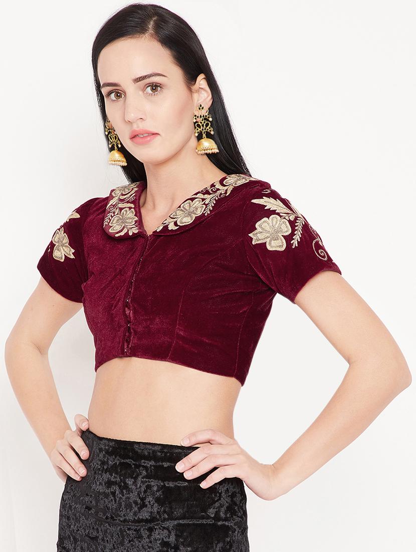 Embroidered velvet blouse - 15981306 - Zoom Image - 2