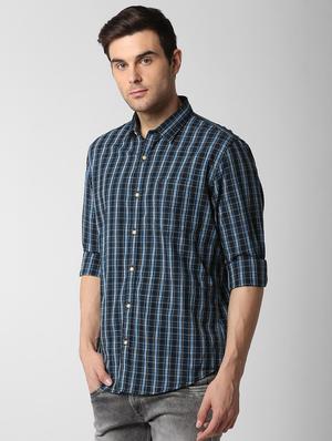blue checkered casual shirt - 15982509 - Standard Image - 2